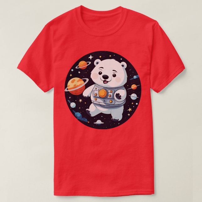 Polar Bear Astronaut Exploring the Cosmos T-Shirt (Design Front)