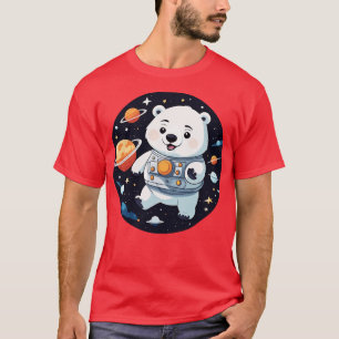 Polar Bear Astronaut Exploring the Cosmos T-Shirt