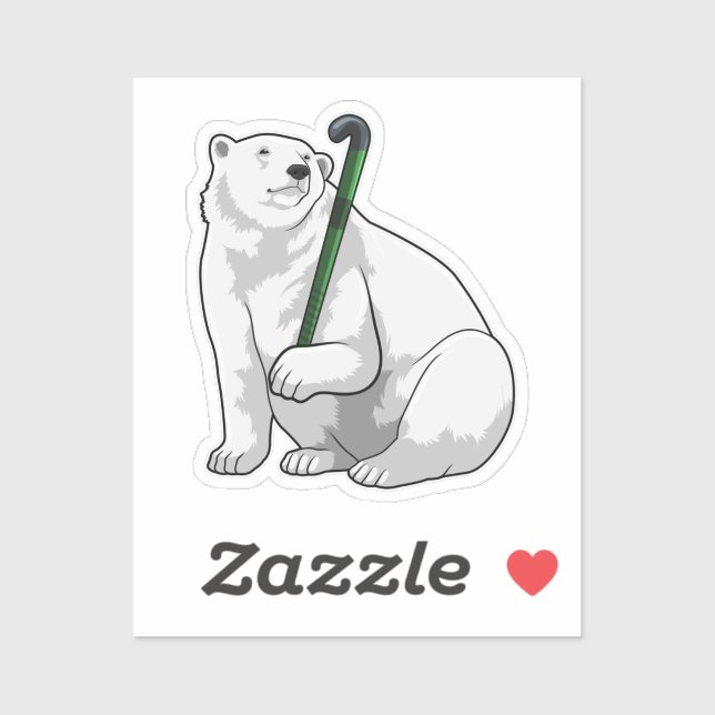 Polar bear at Hockey with Hockey stick (Sheet)