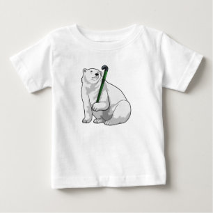Polar bear at Hockey with Hockey stick Baby T-Shirt