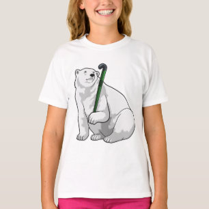 Polar bear at Hockey with Hockey stick T-Shirt