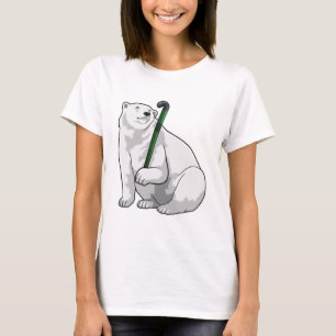 Polar bear at Hockey with Hockey stick T-Shirt