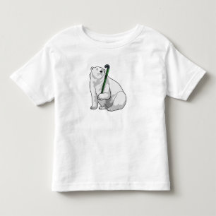Polar bear at Hockey with Hockey stick Toddler T-Shirt