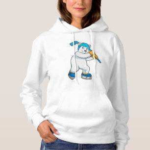 Polar bear at Ice hockey with Ice hockey stick Hoodie