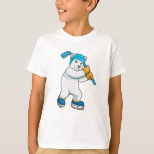 Polar bear at Ice hockey with Ice hockey stick T-Shirt