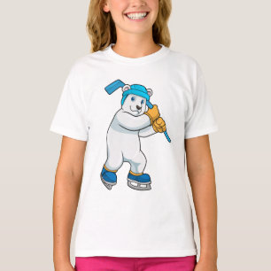 Polar bear at Ice hockey with Stick T-Shirt
