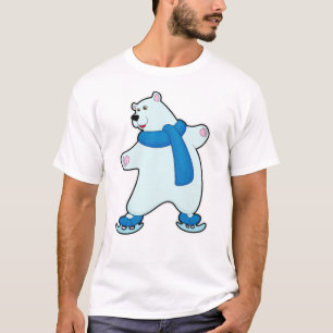 Polar bear at Ice skating with Scarf T-Shirt
