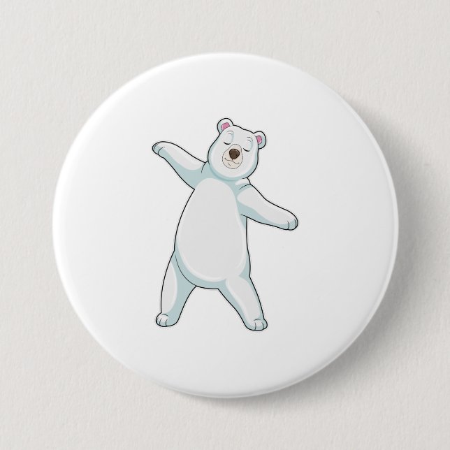 Polar bear at Yoga Fitness in Standing 7.5 Cm Round Badge (Front)