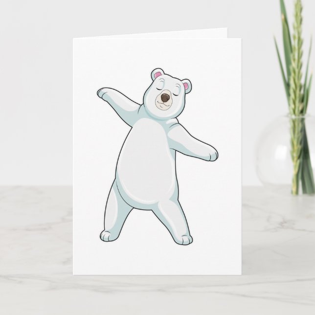 Polar bear at Yoga Fitness in Standing Card (Front)