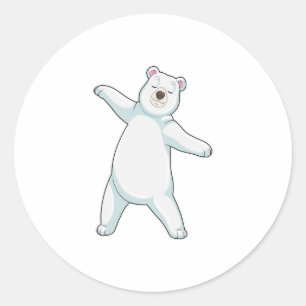 Polar bear at Yoga Fitness in Standing Classic Round Sticker