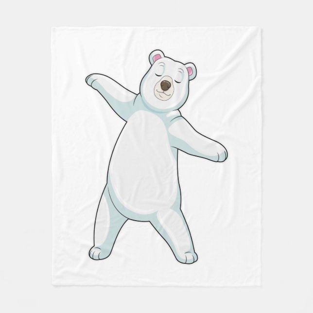 Polar bear at Yoga Fitness in Standing Fleece Blanket (Front)