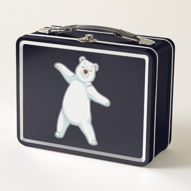 Polar bear at Yoga Fitness in Standing Metal Lunch Box (Front)