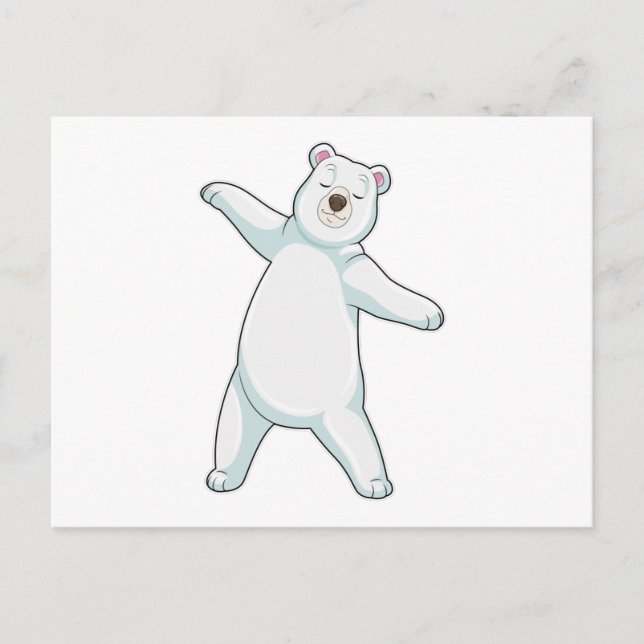 Polar bear at Yoga Fitness in Standing Postcard (Front)