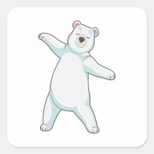 Polar bear at Yoga Fitness in Standing Square Sticker