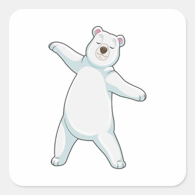 Polar bear at Yoga Fitness in Standing Square Sticker (Front)