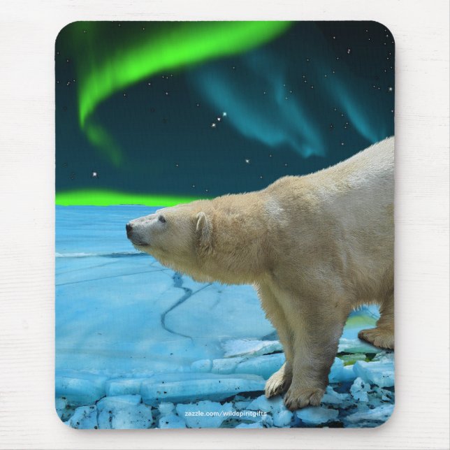 Polar Bear & Aurora Wildlife Supporter Gift Mouse Mat (Front)