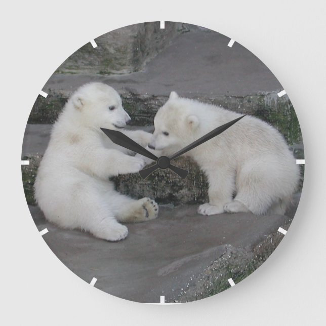 Polar Bear Babies Large Clock (Front)