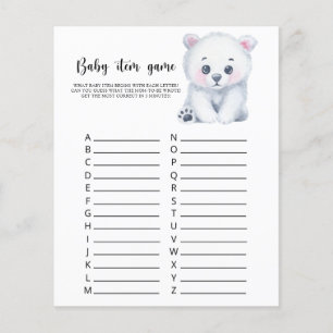 Polar bear - Baby Item Game. Baby Shower Game