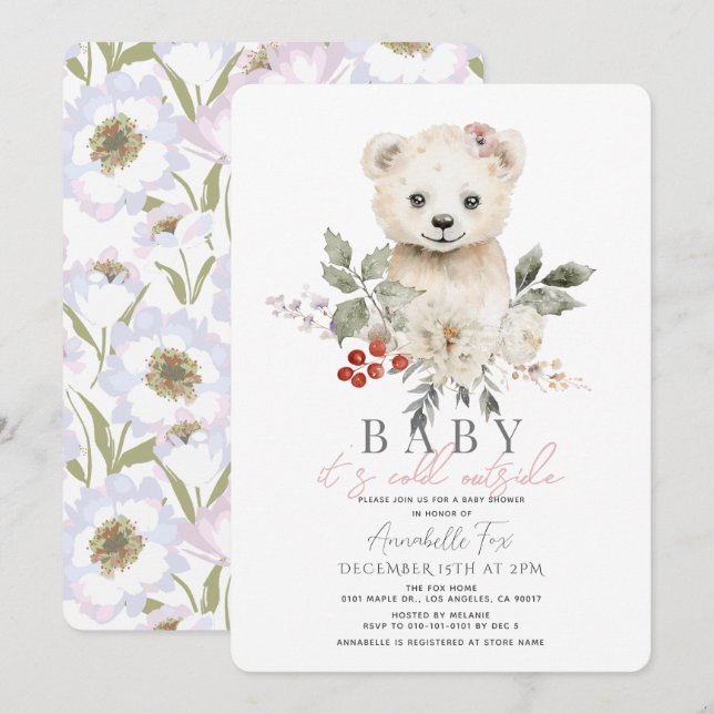 Polar Bear Baby It's Cold Outside Baby Shower Invitation (Front/Back)