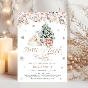 Polar Bear Baby it's Cold Outside Baby Shower Invitation