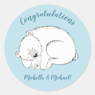 Polar Bear Baby Shower Classic Round Sticker