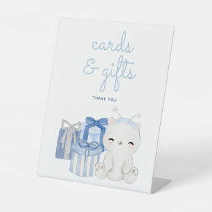 Polar Bear Baby Shower Gifts and Cards Pedestal Sign