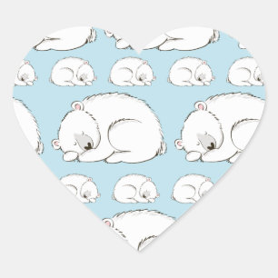Polar Bear Baby Shower Heart Sticker