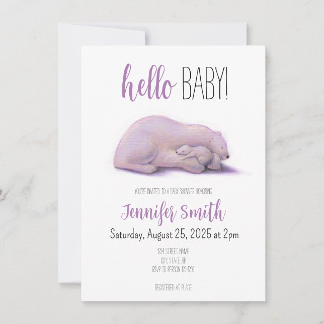 Polar Bear Baby Shower Invitation (Front)