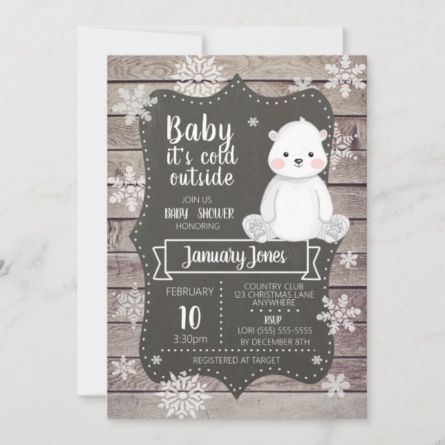 Polar Bear Baby Shower Invitation I Gender Neutral (Front)