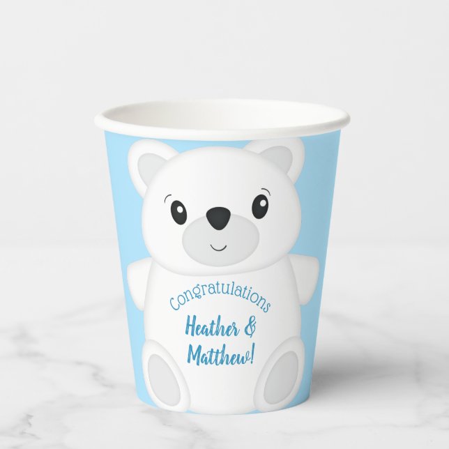 Polar Bear Baby Shower Paper Cups (Front)