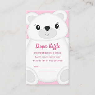 Polar Bear Baby Shower Pink Enclosure Card