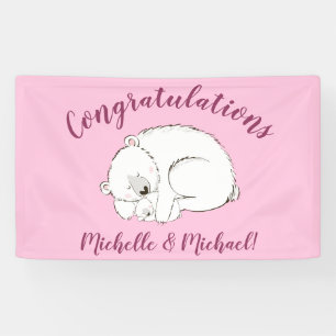 Polar Bear Baby Shower Pink Girl Banner