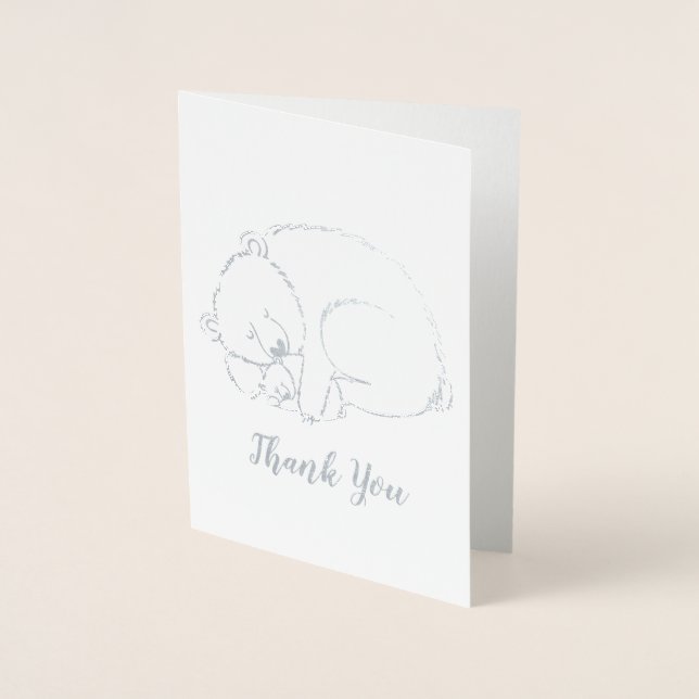 Polar Bear Baby Shower Pink Girl Foil Card (Front)