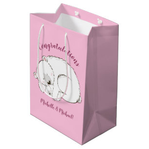 Polar Bear Baby Shower Pink Girl Medium Gift Bag