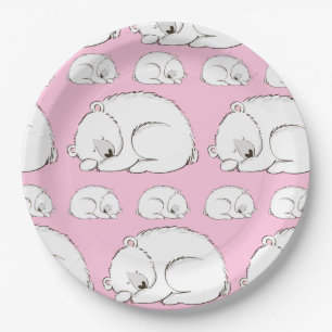 Polar Bear Baby Shower Pink Girl Paper Plate