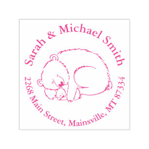 Polar Bear Baby Shower Pink Girl Self-inking Stamp