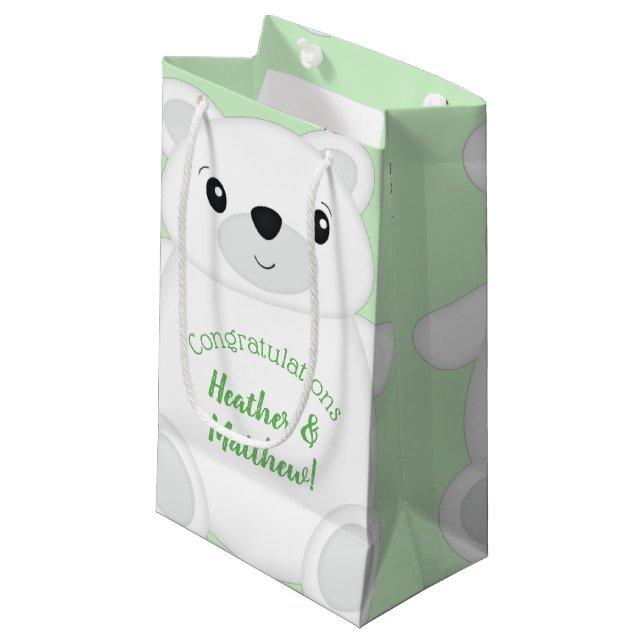 Polar Bear Baby Shower Small Gift Bag (Front Angled)
