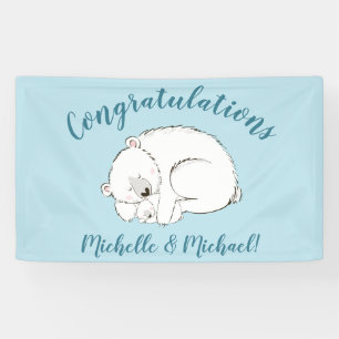 Polar Bear Baby Shower Winter Blue Boy Banner
