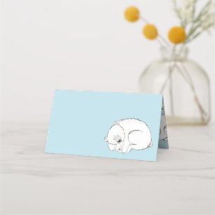 Polar Bear Baby Shower Winter Blue Boy Place Card