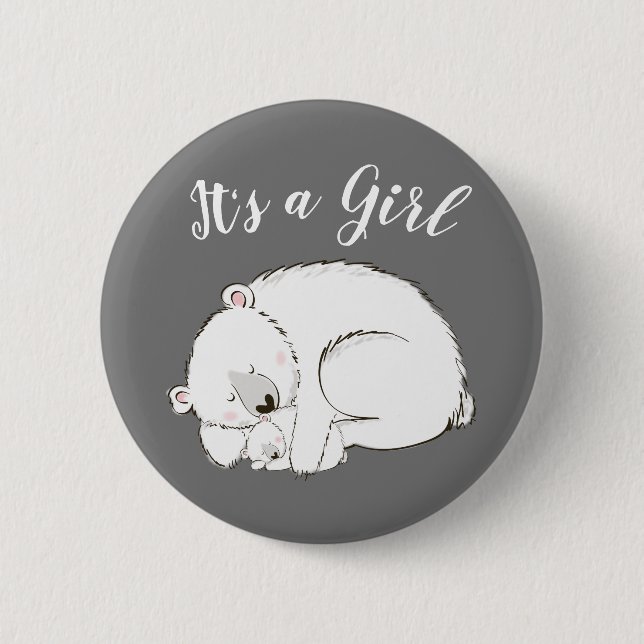 Polar Bear Baby Shower Winter Grey Gender Neutral 6 Cm Round Badge (Front)