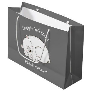 Polar Bear Baby Shower Winter Grey Gender Neutral Large Gift Bag