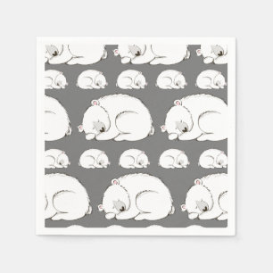 Polar Bear Baby Shower Winter Grey Gender Neutral Napkin