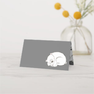 Polar Bear Baby Shower Winter Grey Gender Neutral Place Card