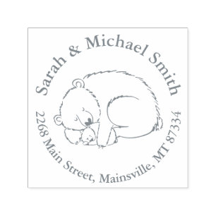 Polar Bear Baby Shower Winter Grey Gender Neutral Self-inking Stamp