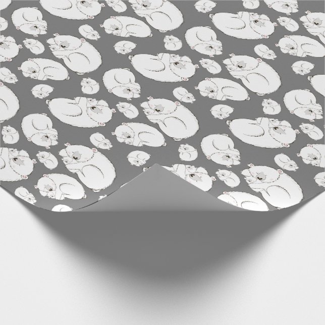Polar Bear Baby Shower Winter Grey Gender Neutral Wrapping Paper (Corner)