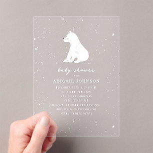 Polar Bear Baby Shower Winter Snow Neutral Acrylic Invitations