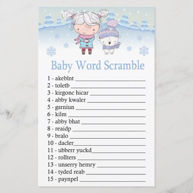 polar bear Baby word scramble game (Front)