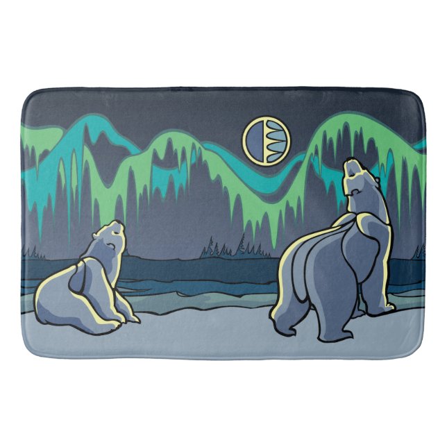Polar Bear Bathmat Native Art Bath Decor Customise (Front)