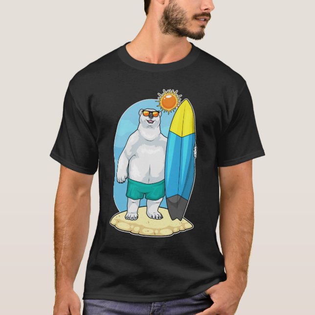 Polar bear Beach Surfboard Summer T-Shirt (Front)