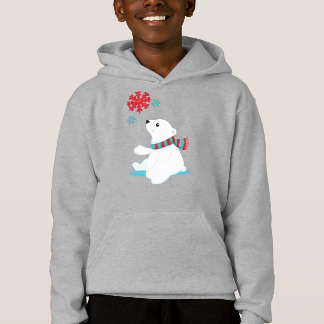 Polar Bear, Bear With Scarf, Cute Bear, Snowflakes (Front)